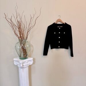 Tahari knit cardigan gold buttons xs